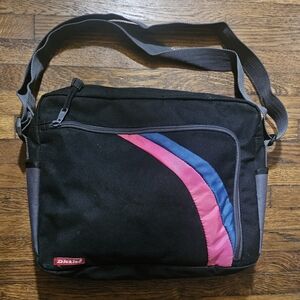Vintage Dickies Black Gray Laptop Messenger Organizer Crossbody Courier Book Bag